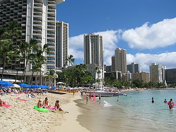 Waikiki Beach, Honolulu (Insel O'ahu) Waikiki Beach in Honolulu auf der Hawaii-Insel O'ahu