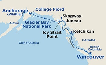 Kanada Alaska Route Gletscherkreuzfahrt
